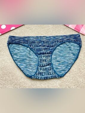 Victoria’s Secret PINK YOGA Teal Logo Print Extra Low Rise Bikini Panties Small